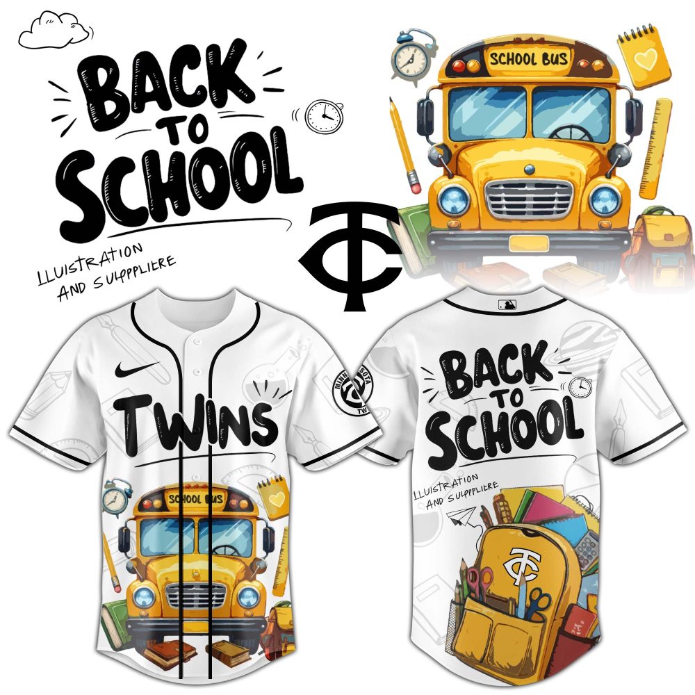 Back To School Baseball Jersey - Unique School Bus &amp; Supplies Design For Kids &amp; Teens
