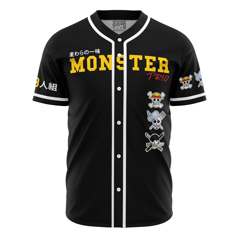 Anime Monster Trio Baseball Jersey – Iconic Skulls, Black, Unisex, Cosplay Apparel