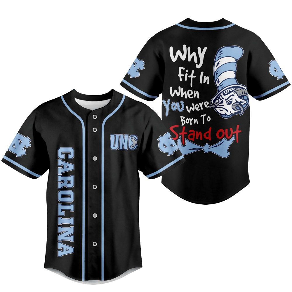 Stand Out In Style With Unc Carolina Baseball Jersey - Unique Graphic Tee For Fans!