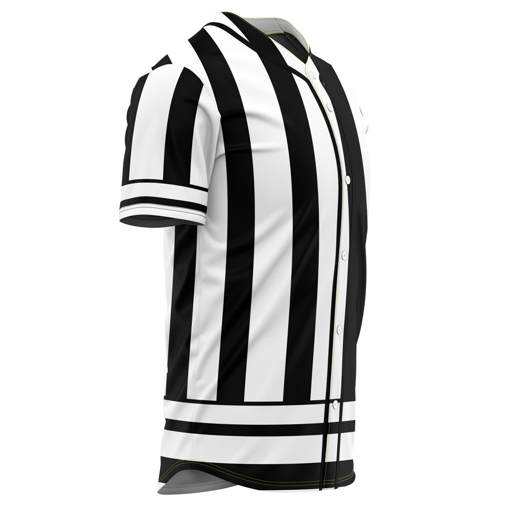 Stylish Black &amp; White Striped Baseball Jersey - Unisex Sporty Fashion Top