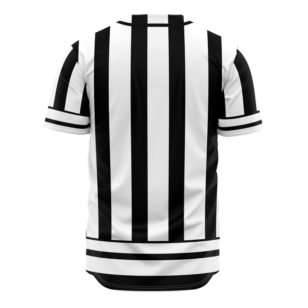 Stylish Black &amp; White Striped Baseball Jersey - Unisex Sporty Fashion Top