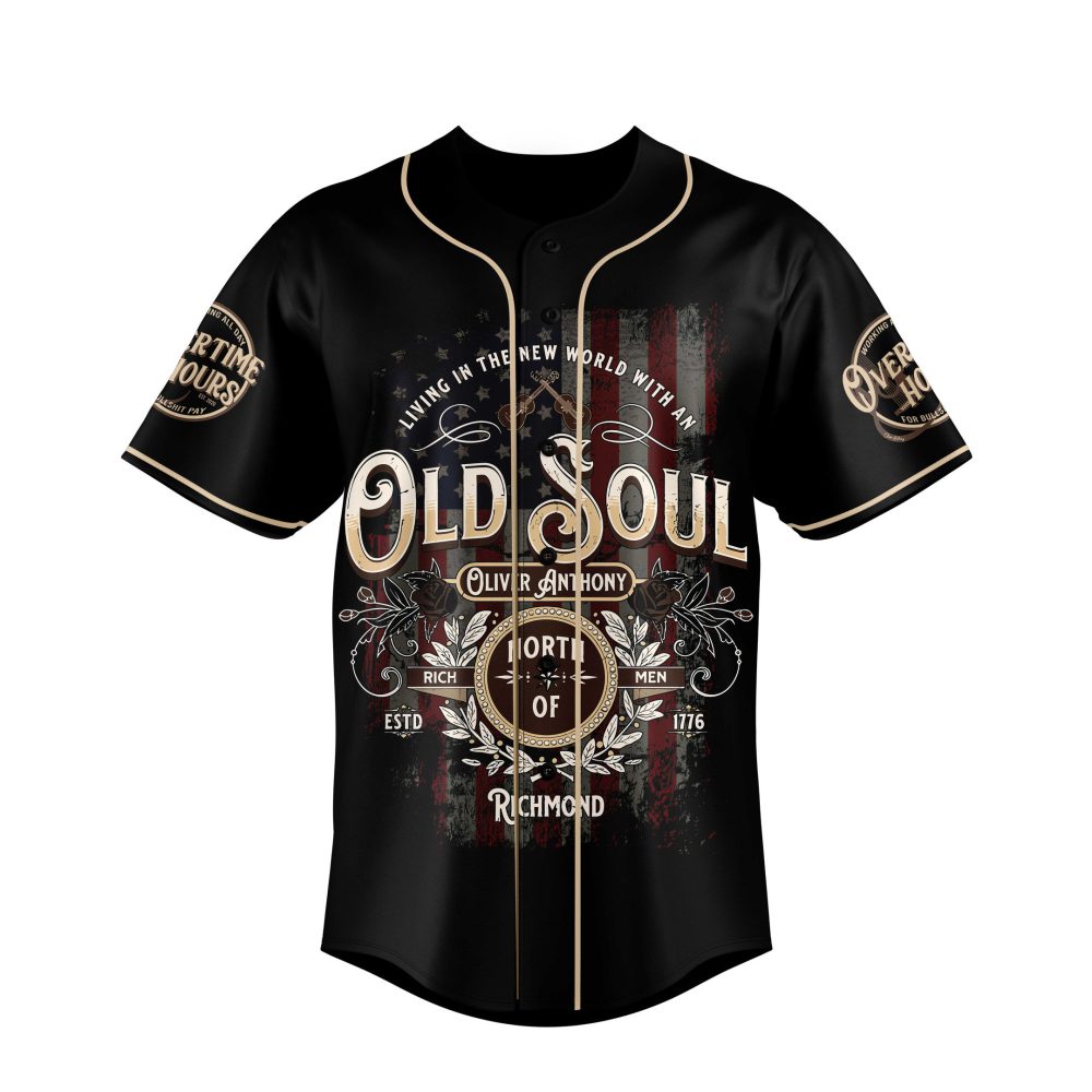 Vintage Style 'Old Soul' Baseball Jersey - Unique Graphic Design Tee For Music Lovers