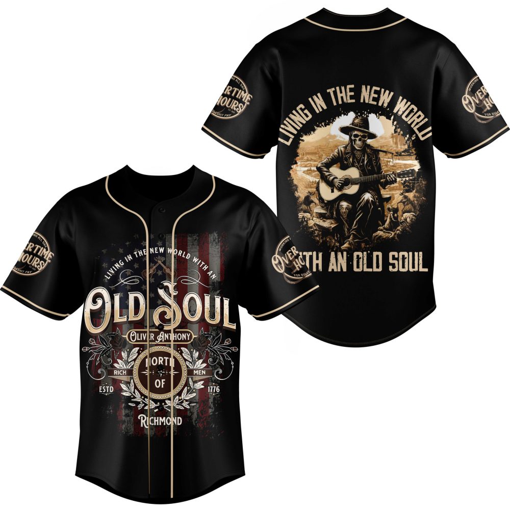Vintage Style 'Old Soul' Baseball Jersey - Unique Graphic Design Tee For Music Lovers