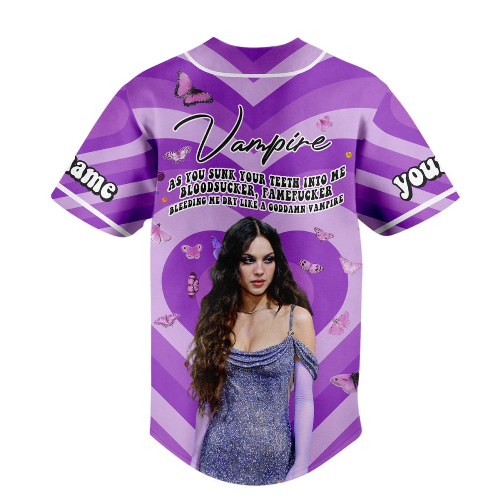 Purple Graphic Baseball Jersey – Stylish Design With Butterfly &amp; Text Motifs