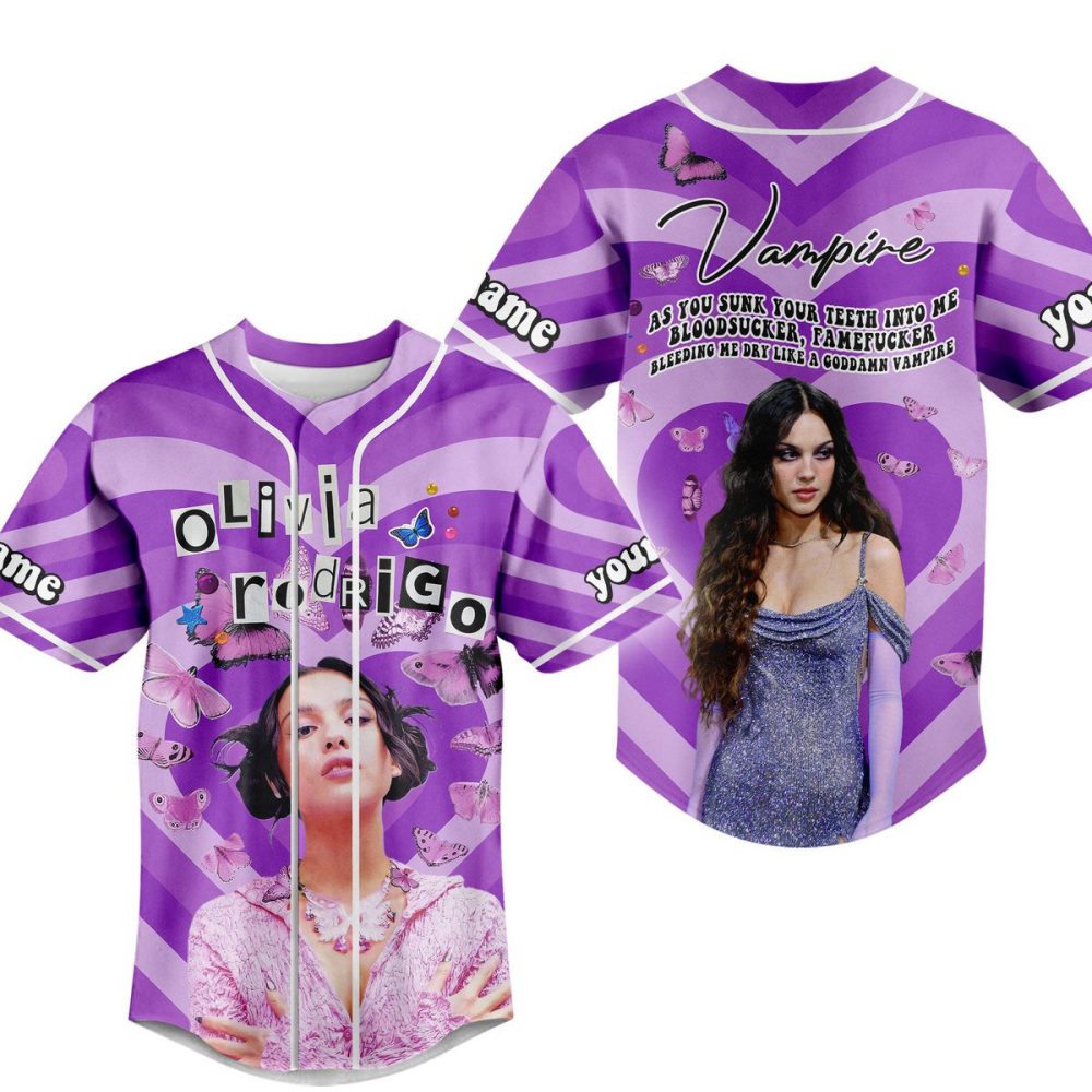Purple Graphic Baseball Jersey – Stylish Design With Butterfly &amp; Text Motifs