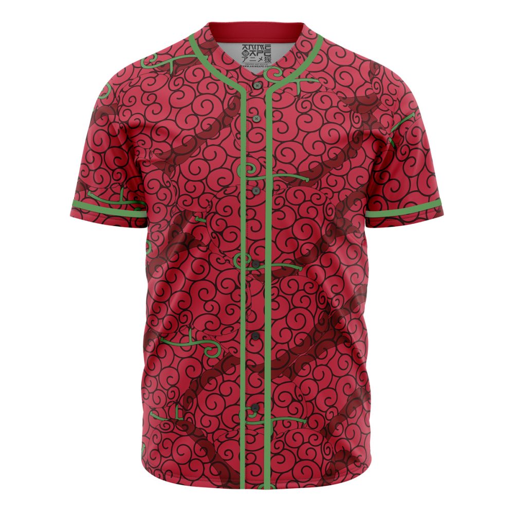 Stylish Red &amp; Green Swirl Baseball Jersey - Unisex Anime-Inspired Design, Breathable Fabric, Perfect For Casual Wear