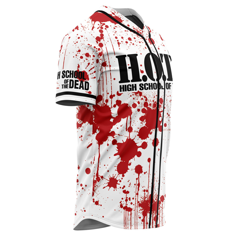 High School Of The Dead Anime Baseball Jersey - Blood Splatter Design, Unisex, Cosplay Apparel