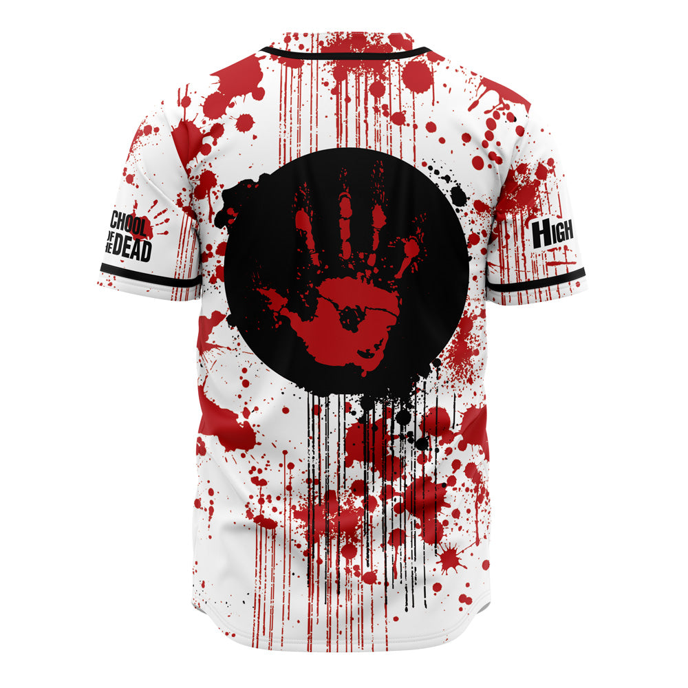 High School Of The Dead Anime Baseball Jersey - Blood Splatter Design, Unisex, Cosplay Apparel