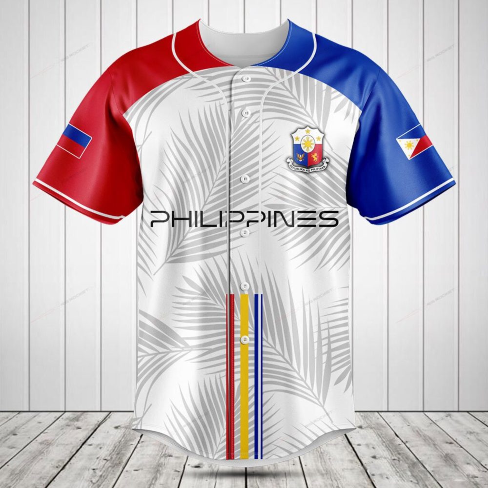 Philippines Flag Baseball Jersey - Stylish Sportswear With Tropical Design