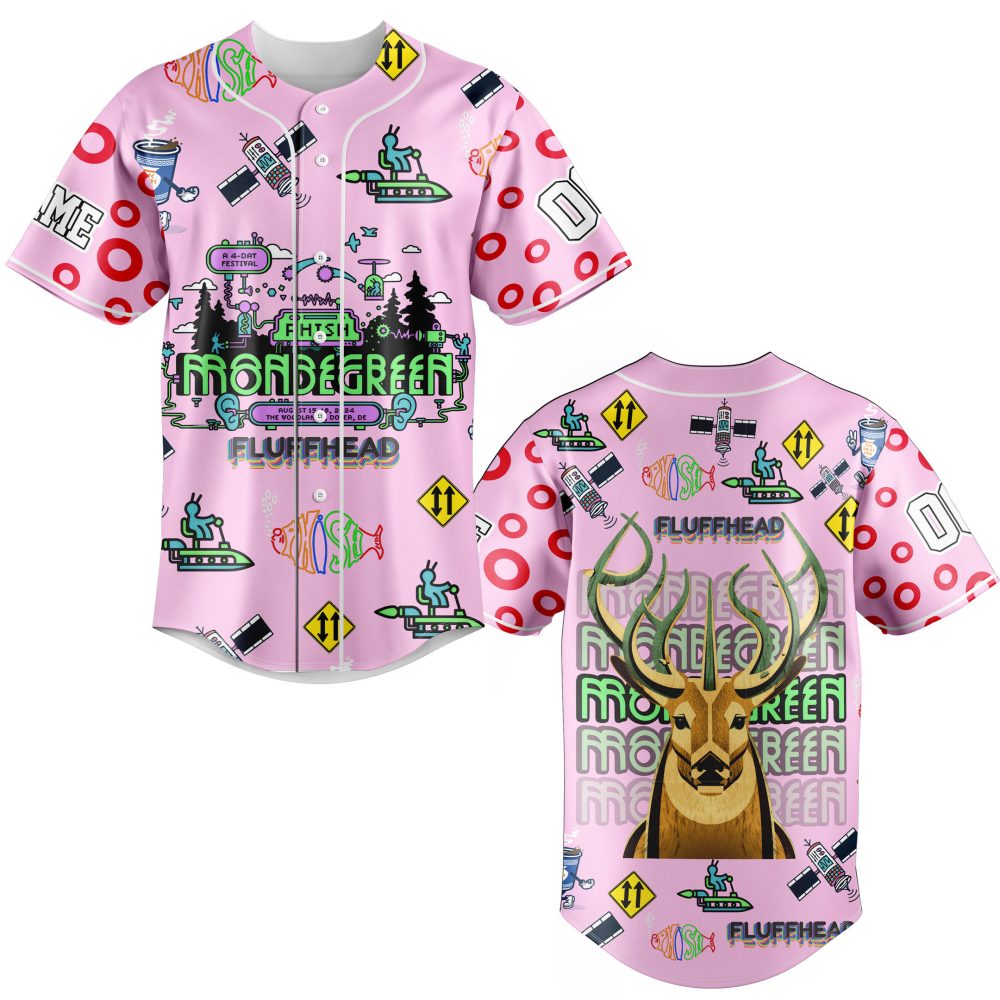 Vibrant Pink Graphic Baseball Jersey – Unique Cartoon &amp; Deer Design, Unisex