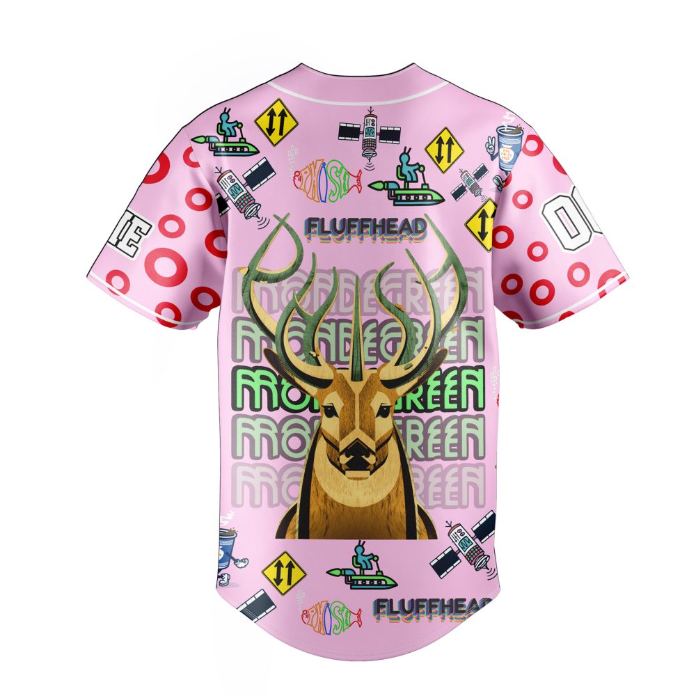 Vibrant Pink Graphic Baseball Jersey – Unique Cartoon &amp; Deer Design, Unisex