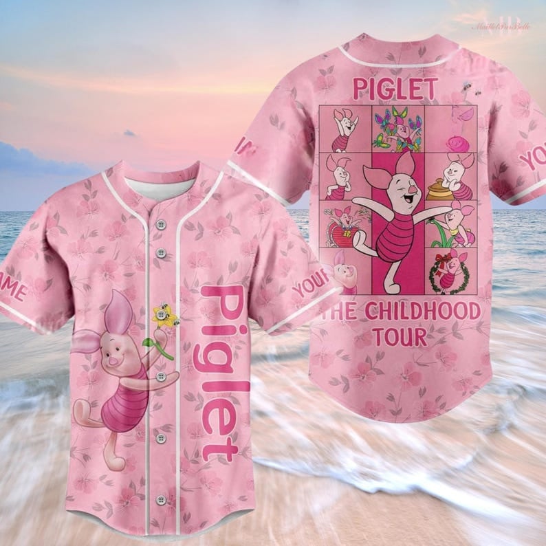 Piglet Themed Pink Baseball Jersey - Adorable Childhood Tour Design For Fans