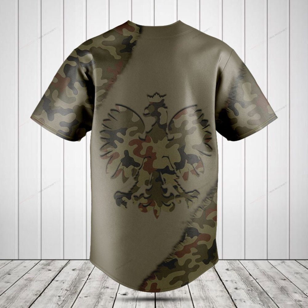 Stylish Camo Baseball Jersey With Eagle Design - Men'S Short Sleeve Casual Shirt