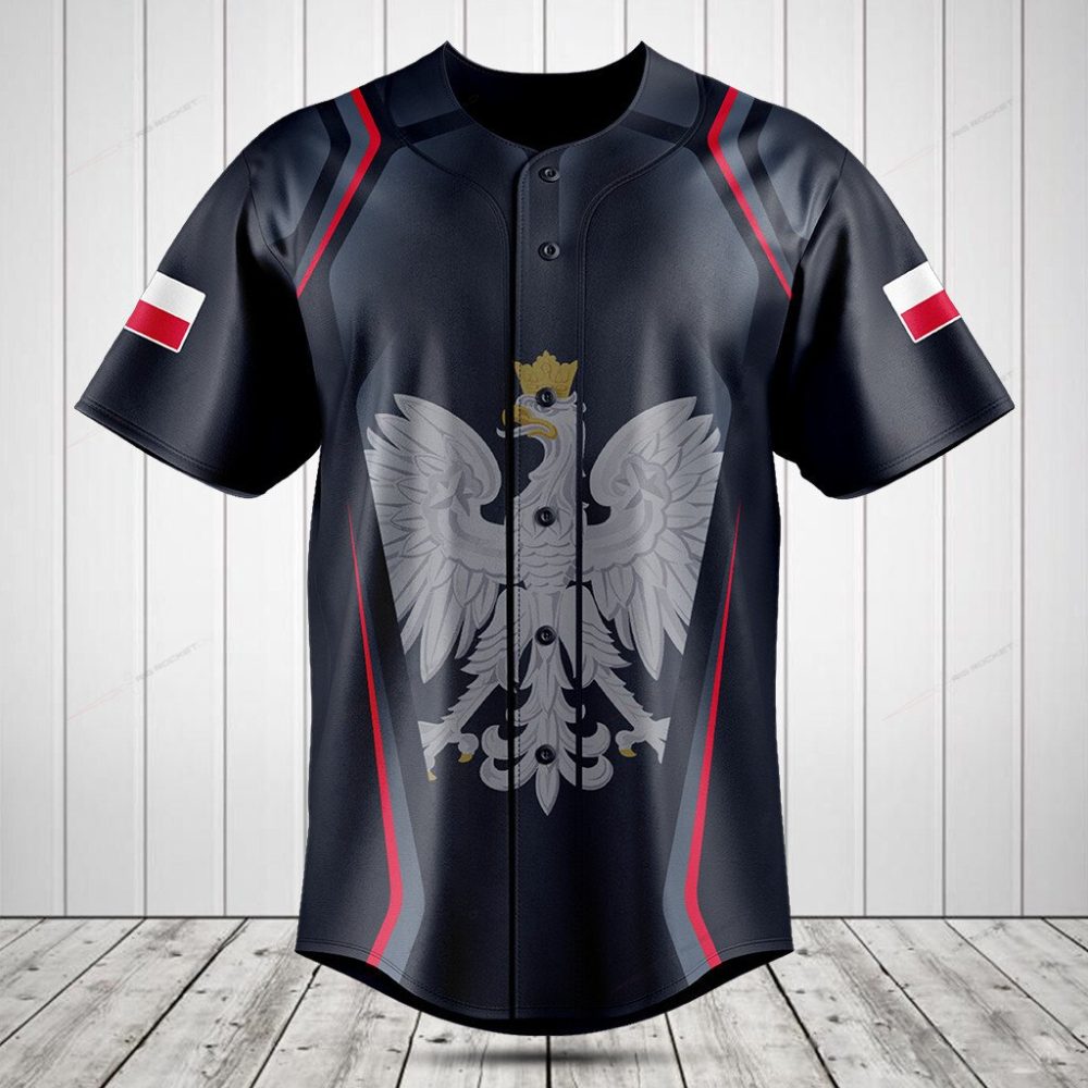 Polish Eagle Baseball Jersey - Stylish Black &amp; Red Design - Premium Quality, Perfect For Fans!