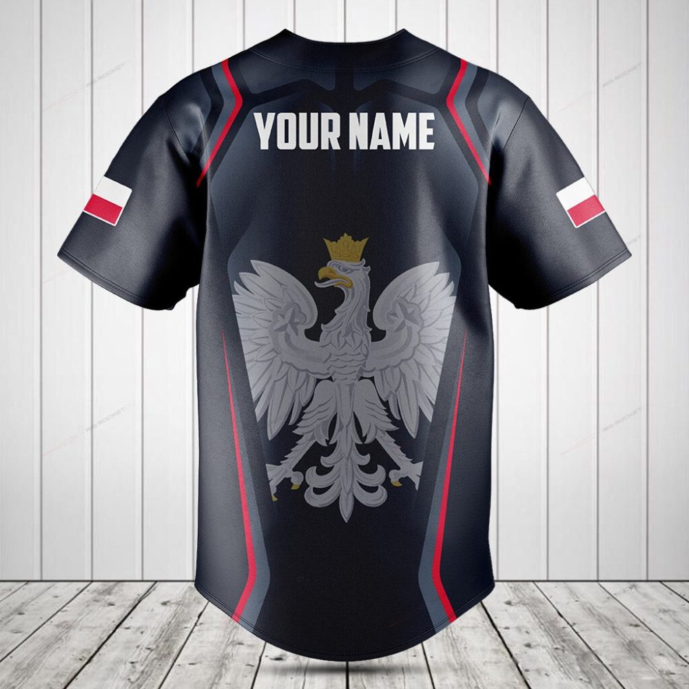 Polish Eagle Baseball Jersey - Stylish Black &amp; Red Design - Premium Quality, Perfect For Fans!