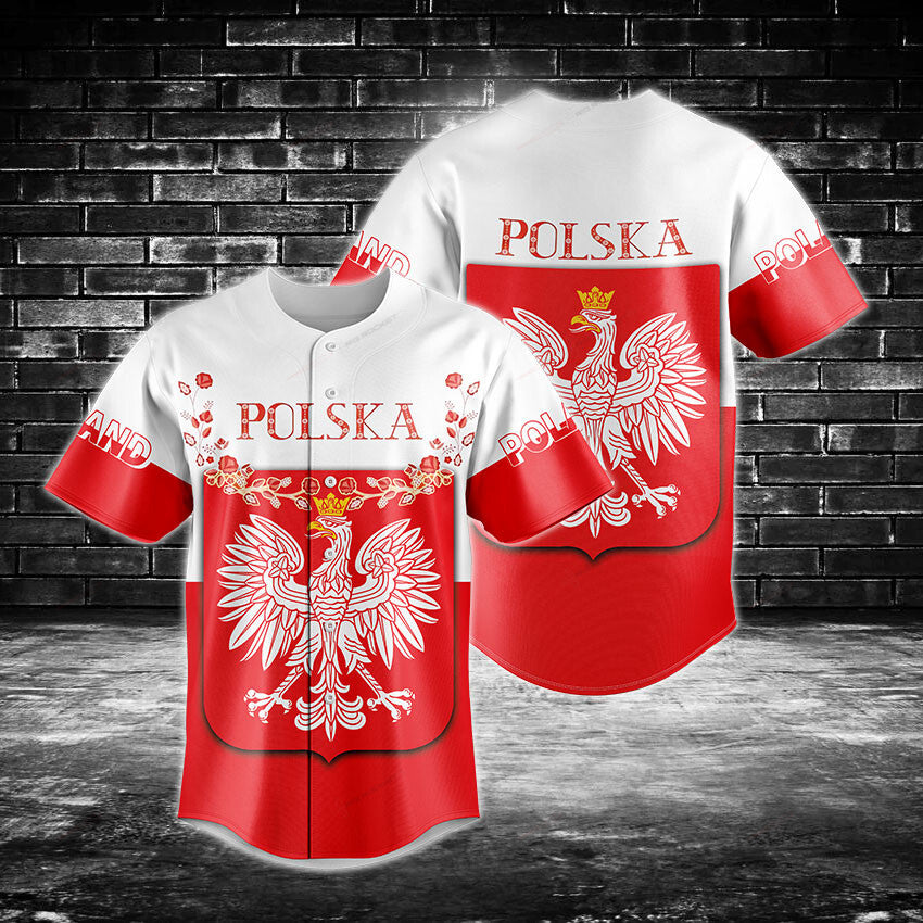 Poland Pride Baseball Jersey - Stylish Eagle Design For Fans , Unisex Sportswear