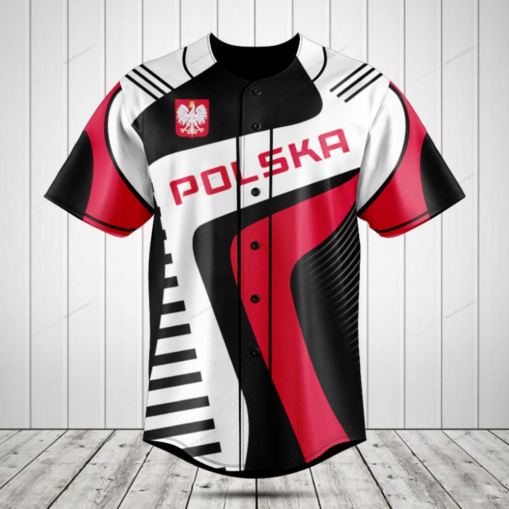 Polska Baseball Jersey – Stylish Red &amp; Black Polish Eagle Design For Fans
