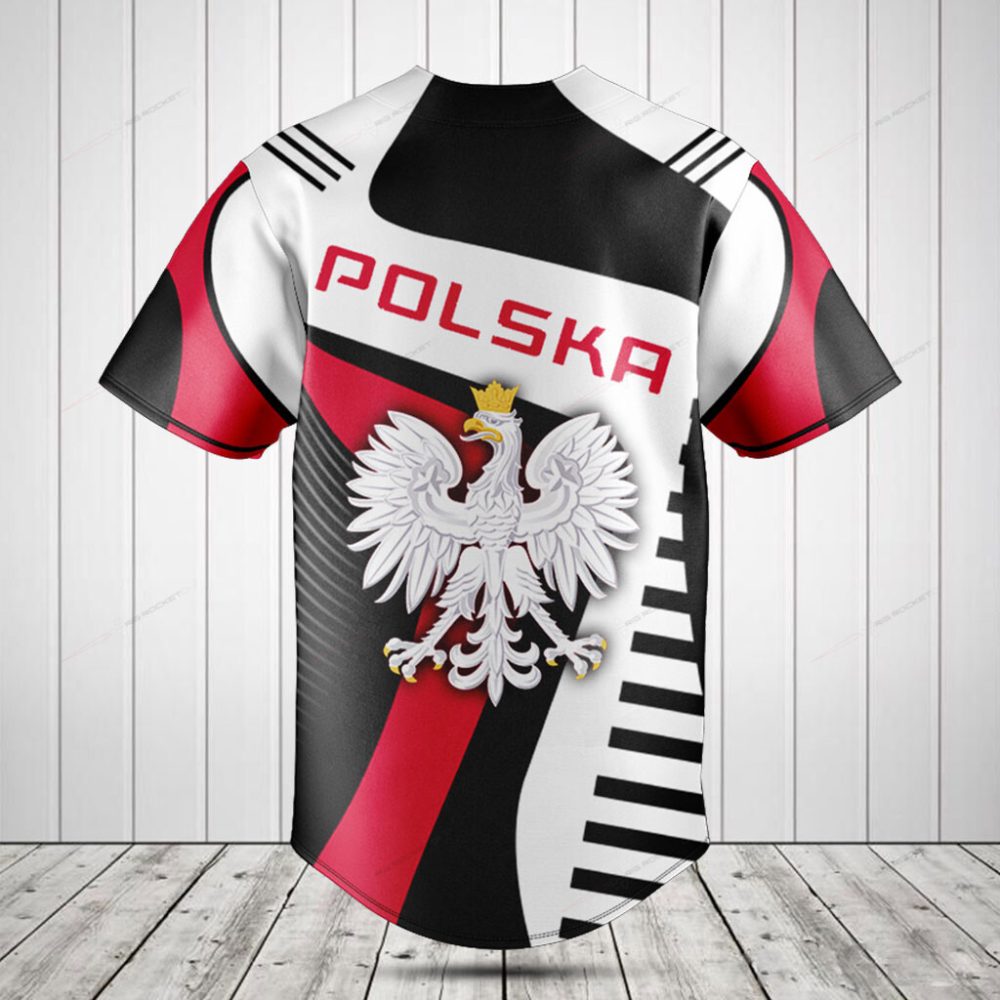 Polska Baseball Jersey – Stylish Red &amp; Black Polish Eagle Design For Fans