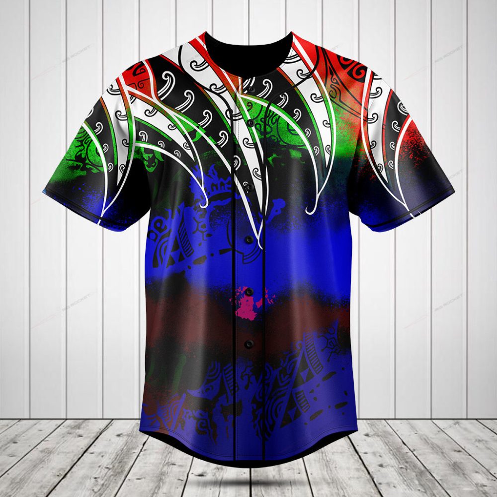Vibrant Tribal Print Baseball Jersey - Unisex Short Sleeve Shirt For Bold Style