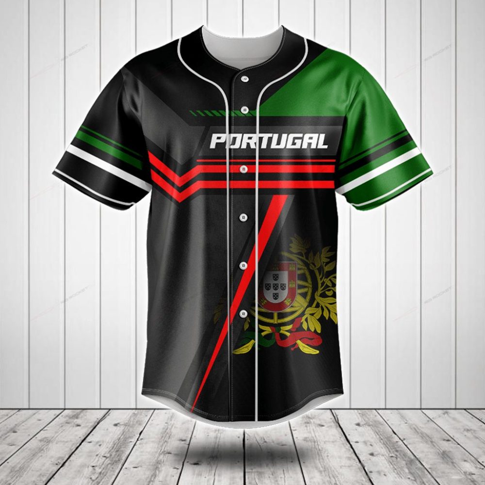 Portugal Pride Baseball Jersey – Stylish Black &amp; Green Fan Gear, Limited Edition