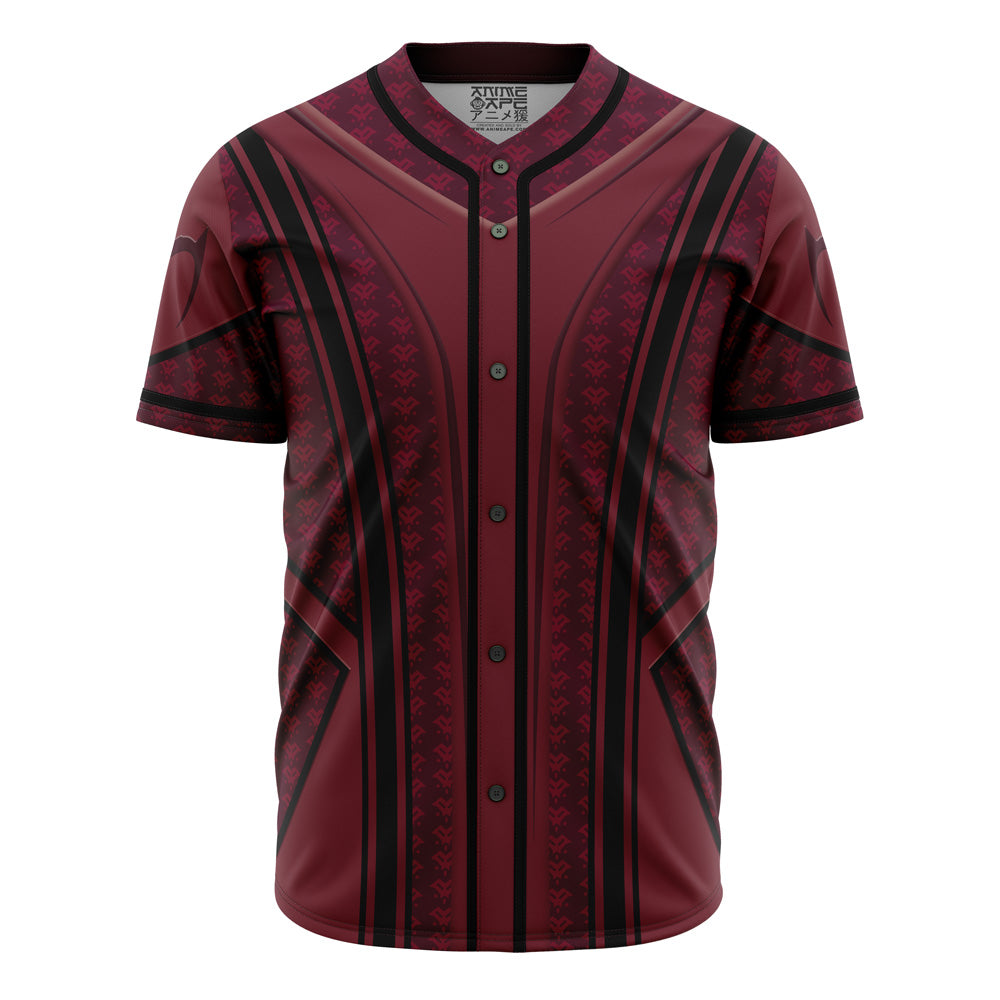 Stylish Red &amp; Black Graphic Button-Up Baseball Jersey - Perfect For Casual Wear