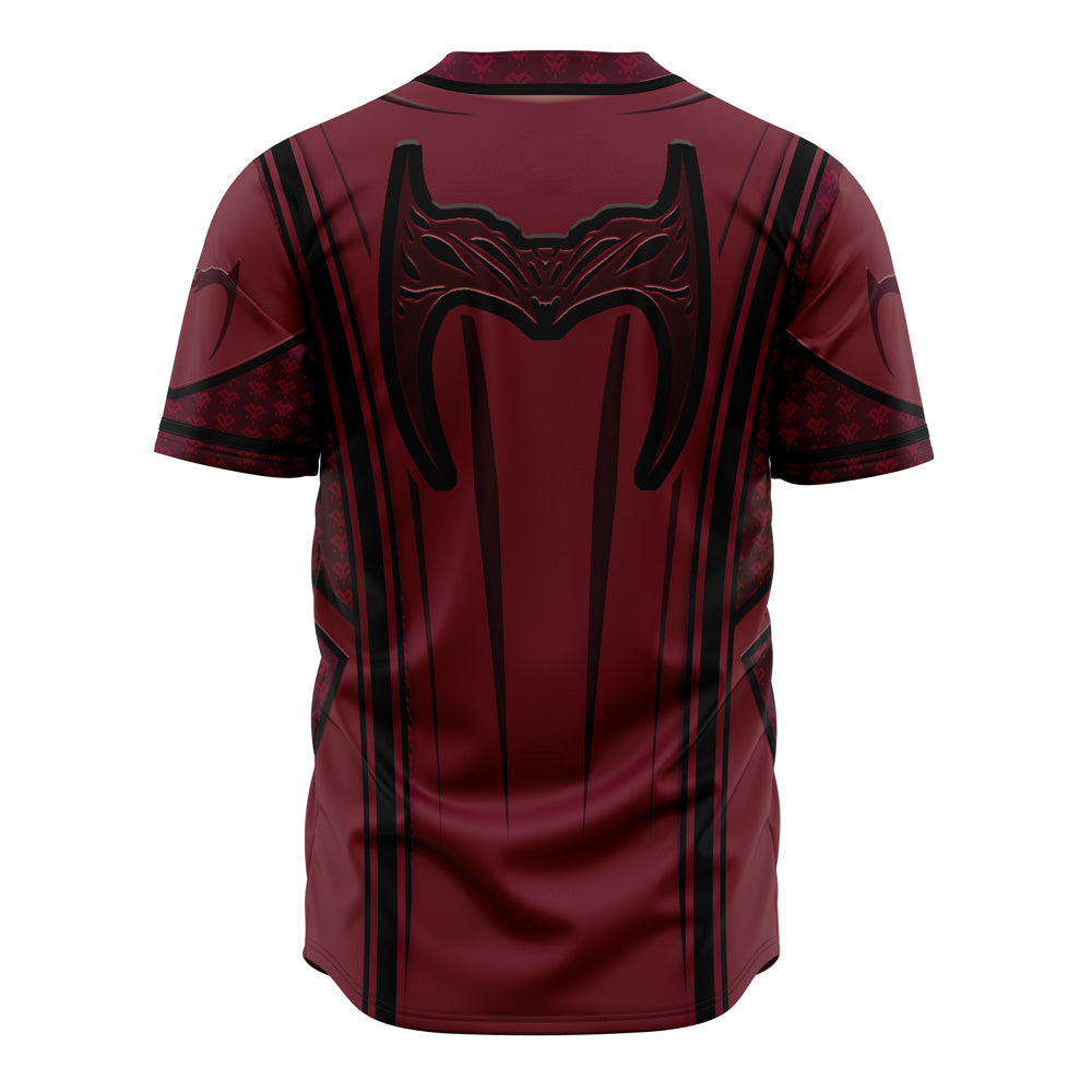 Stylish Red &amp; Black Graphic Button-Up Baseball Jersey - Perfect For Casual Wear