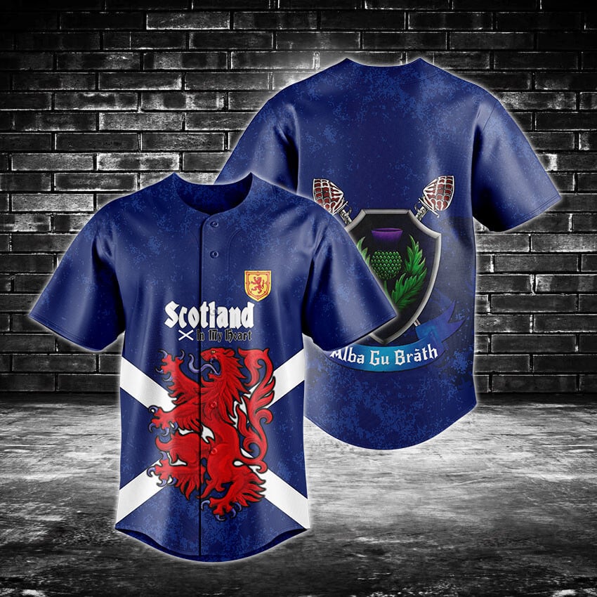 Scottish Pride Baseball Jersey - Lion Rampant Design, Perfect Gift For Scotland Fans
