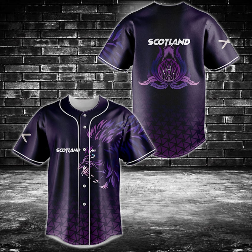 Scotland Thistle Baseball Jersey - Stylish Purple Team Sportswear For Fans