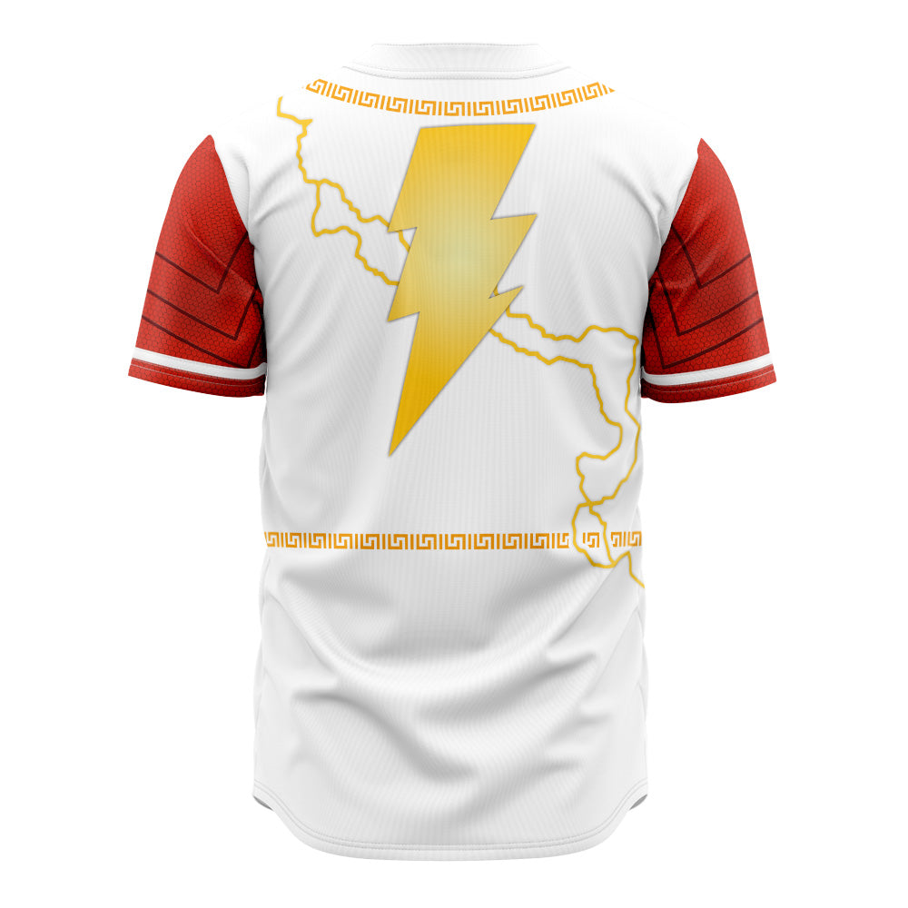 Heroic Red Lightning Baseball Jersey – Bold Superhero Design For Fans &amp; Cosplay