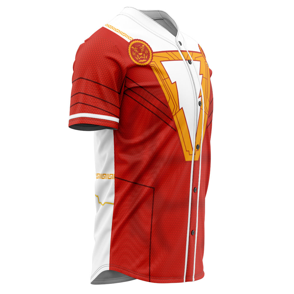 Heroic Red Lightning Baseball Jersey – Bold Superhero Design For Fans &amp; Cosplay
