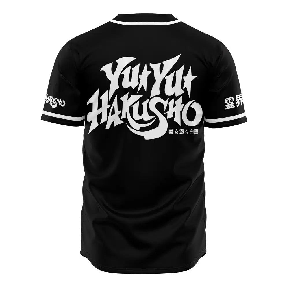 Anime Spirit Detective Jersey – Stylish Black Button-Up With Graphic Print