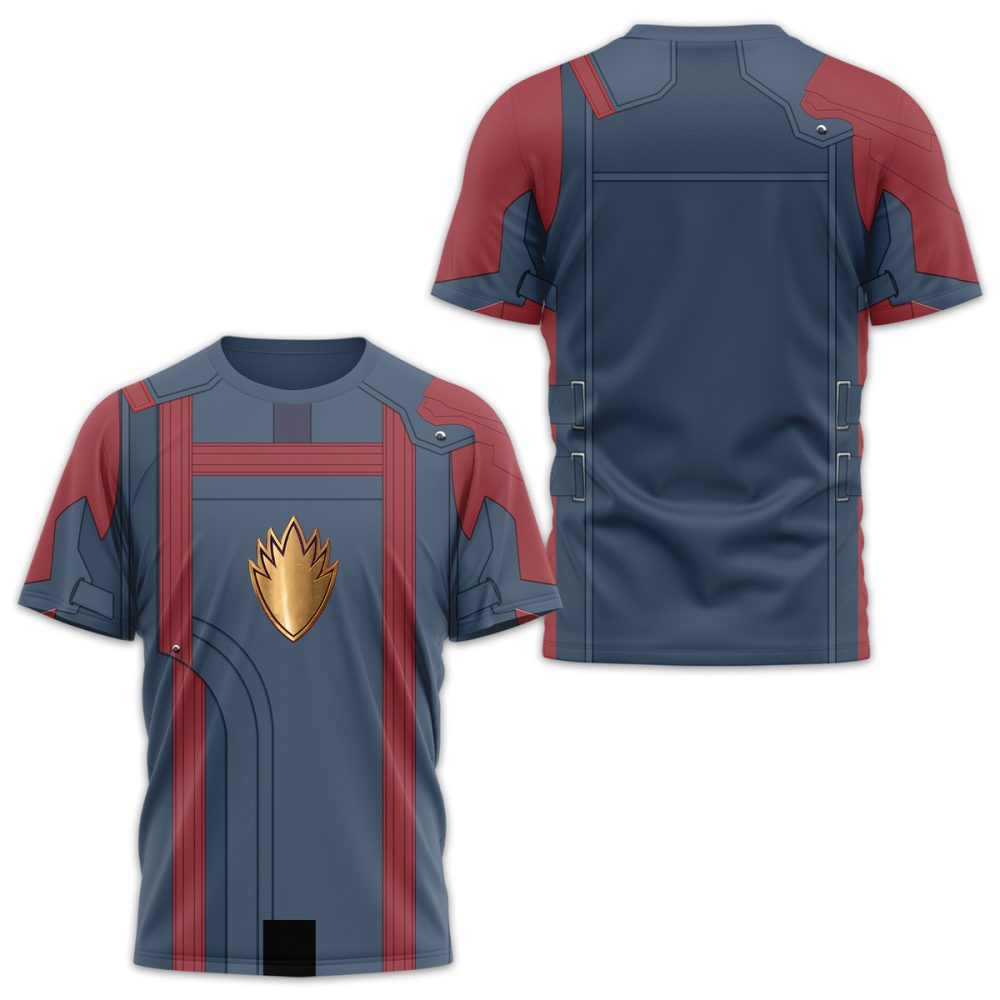 Stylish Blue &amp; Red Baseball Jersey With Gold Emblem – Perfect For Fans &amp; Casual Wear