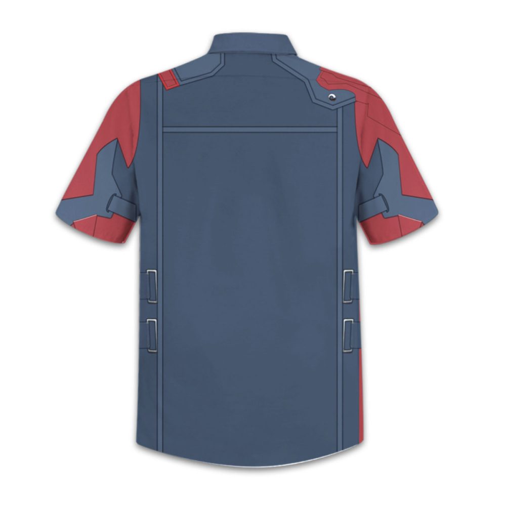 Stylish Blue &amp; Red Baseball Jersey With Gold Emblem – Perfect For Fans &amp; Casual Wear