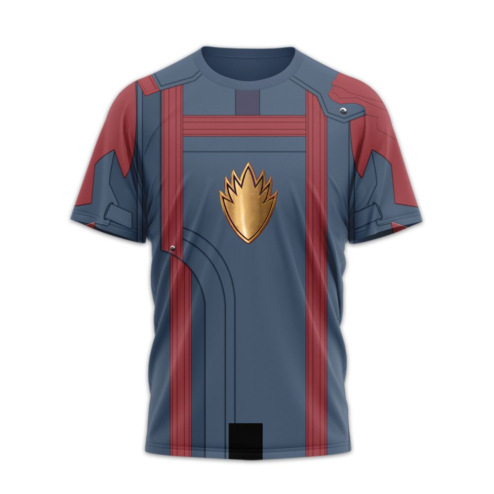 Stylish Blue &amp; Red Baseball Jersey With Gold Emblem – Perfect For Fans &amp; Casual Wear