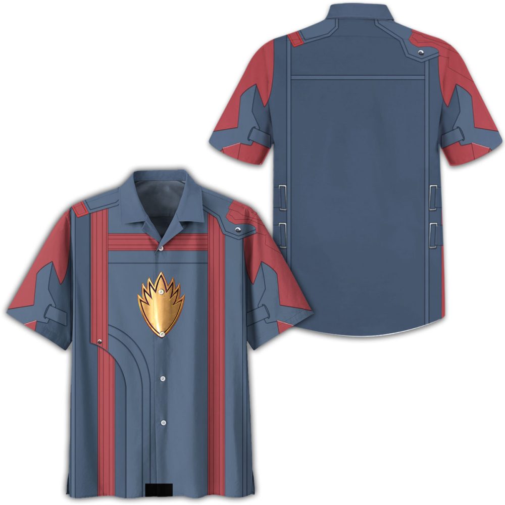 Stylish Blue &amp; Red Baseball Jersey With Gold Emblem – Perfect For Fans &amp; Casual Wear
