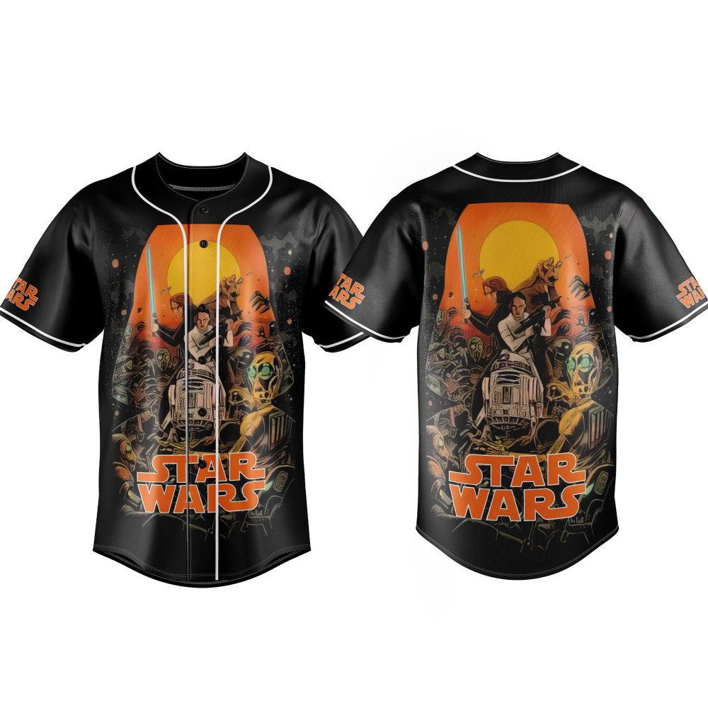 Star Wars Retro Baseball Jersey - Iconic Characters &amp; Vibrant Design - Unisex Fan Apparel