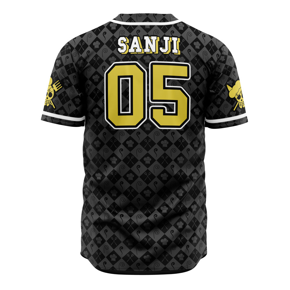 Anime Pirate Baseball Jersey – Unique Skull Design, Black &amp; Yellow – Perfect For Fans!
