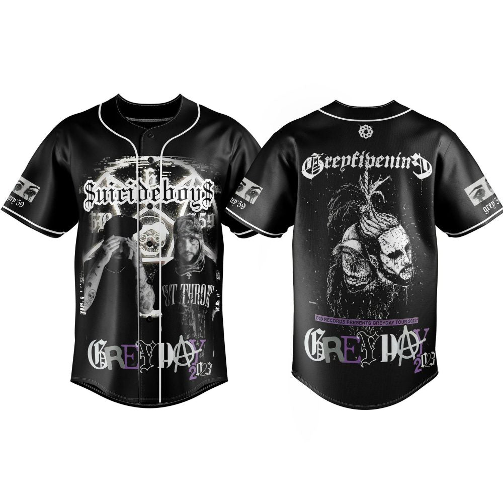 Limited Edition Greyscale Graphic Baseball Jersey - Bold Design, Unisex, Perfect For Music Fans