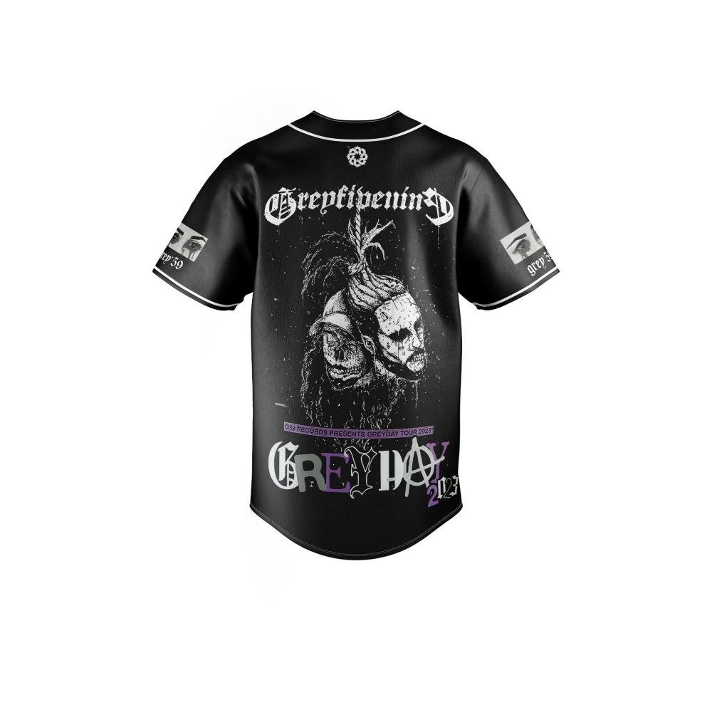 Limited Edition Greyscale Graphic Baseball Jersey - Bold Design, Unisex, Perfect For Music Fans