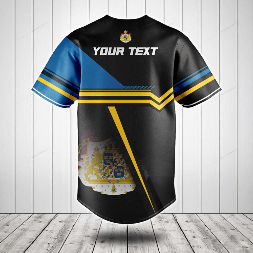 Sweden Flag Baseball Jersey - Stylish Blue &amp; Yellow Sports Shirt For Fans