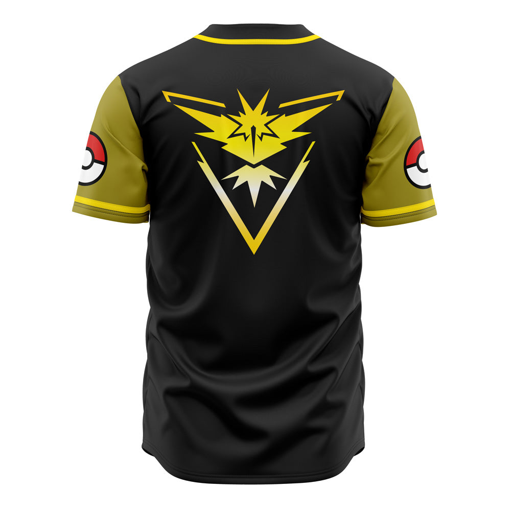 Team Instinct Pokémon Jersey – Stylish Black &amp; Yellow Button-Up Top For Fans