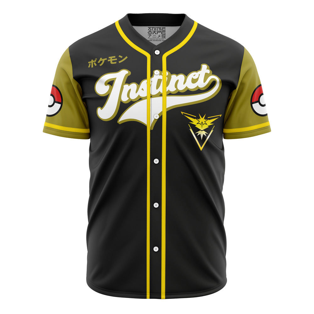 Team Instinct Pokémon Jersey – Stylish Black &amp; Yellow Button-Up Top For Fans