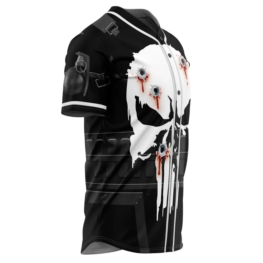 Men'S Graphic Skull Baseball Jersey – Bold Black &amp; White Design, Perfect For Casual Wear