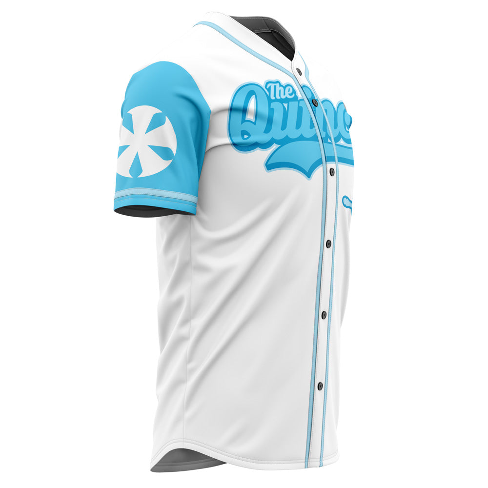 Stylish Quincy Baseball Jersey - White &amp; Blue , Perfect Gift For Anime Fans
