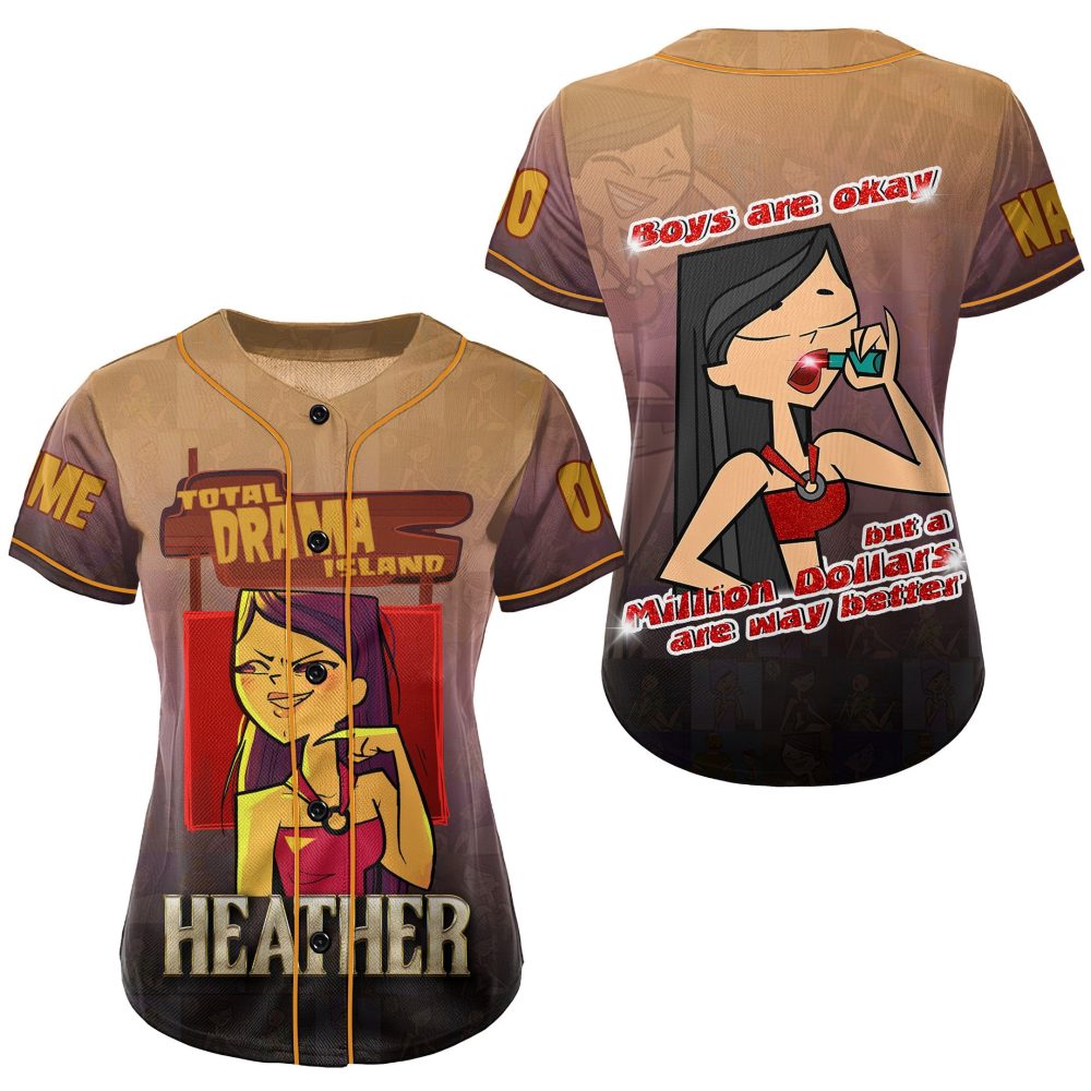 Trendy Total Drama Island Heather Jersey - Bold Cartoon Graphic Tee For Fans
