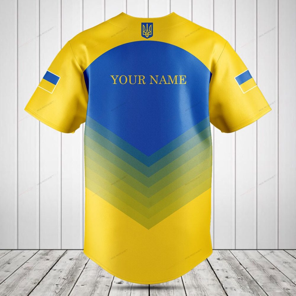 Men'S Ukraine Baseball Jersey - Blue &amp; Yellow - National Pride Sportswear Top