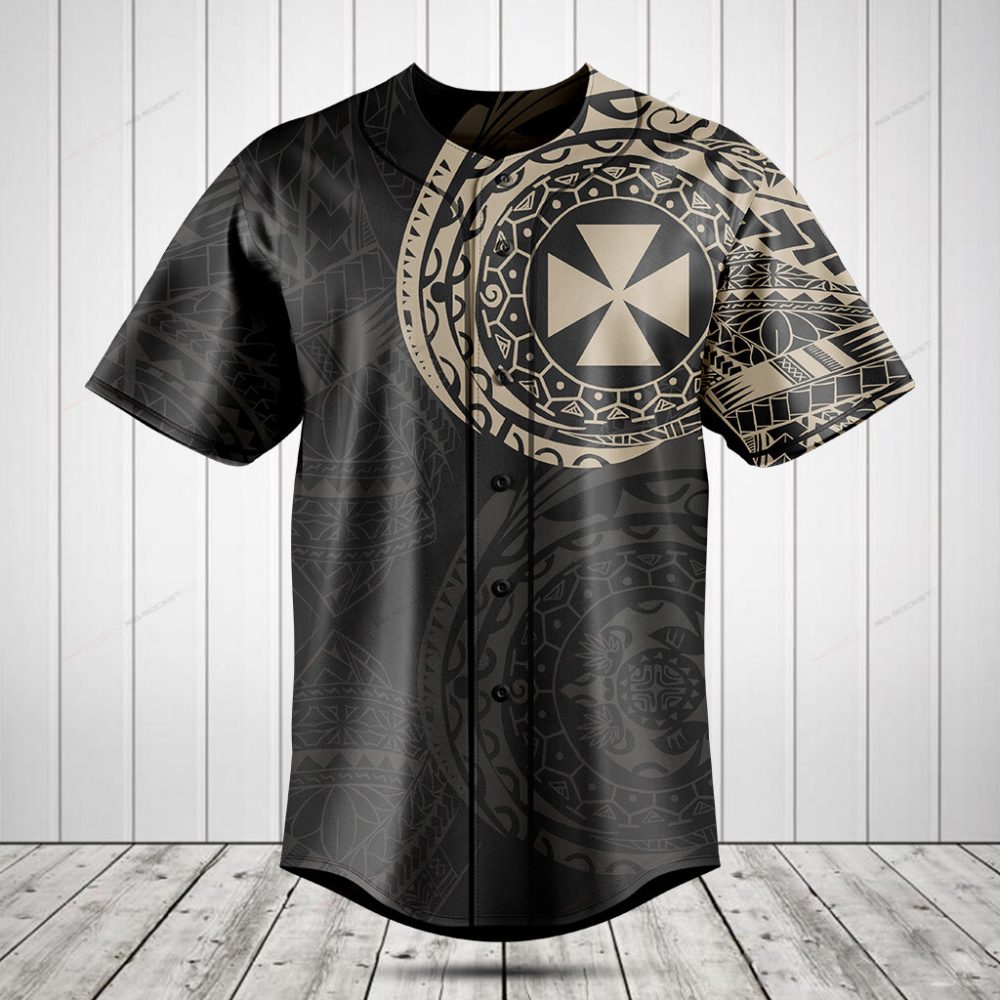 Tribal Pattern Baseball Jersey – Stylish Black &amp; Gold Design, Unisex S-Xxl