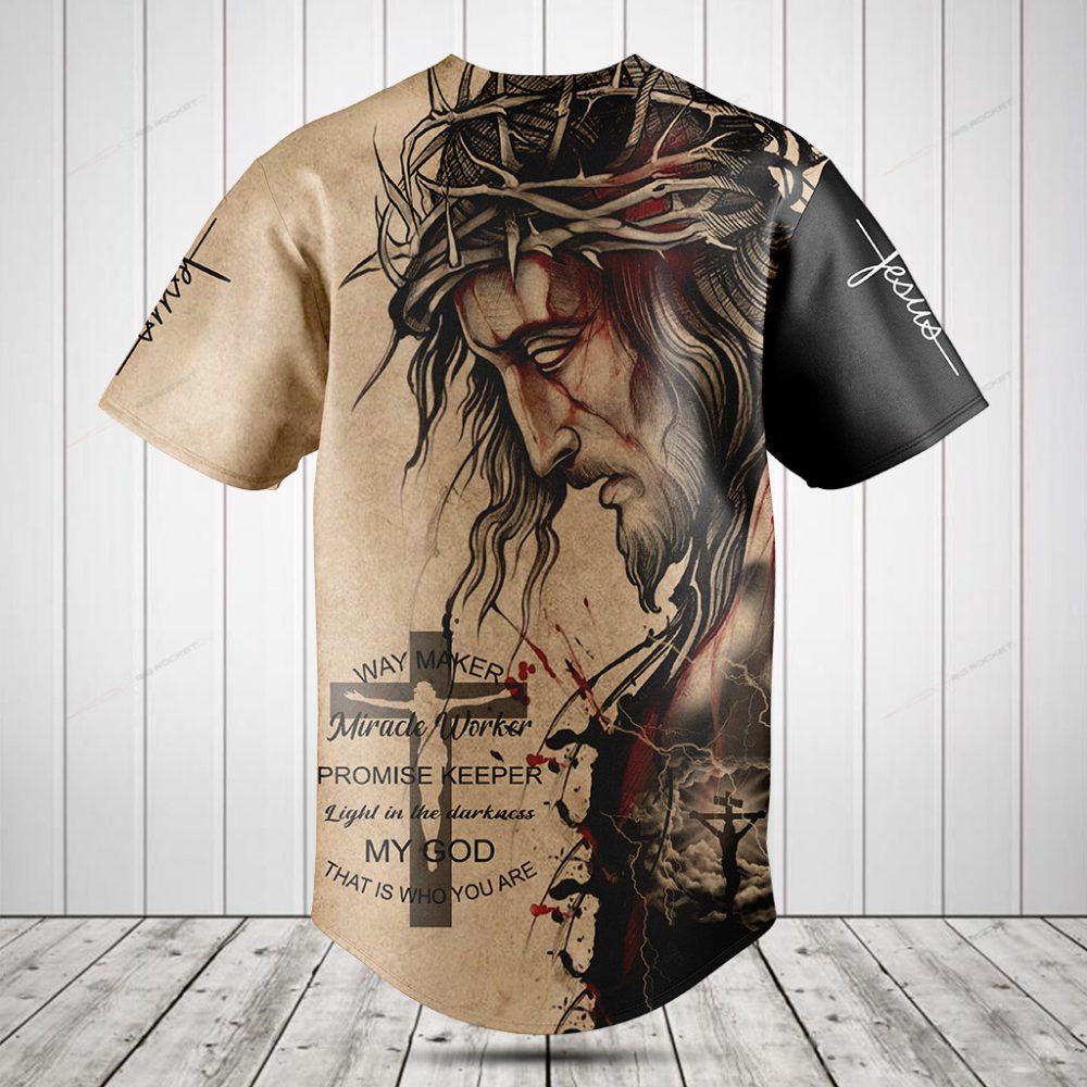 Jesus Graphic Baseball Jersey - Faith-Inspired Button-Up Shirt For Men