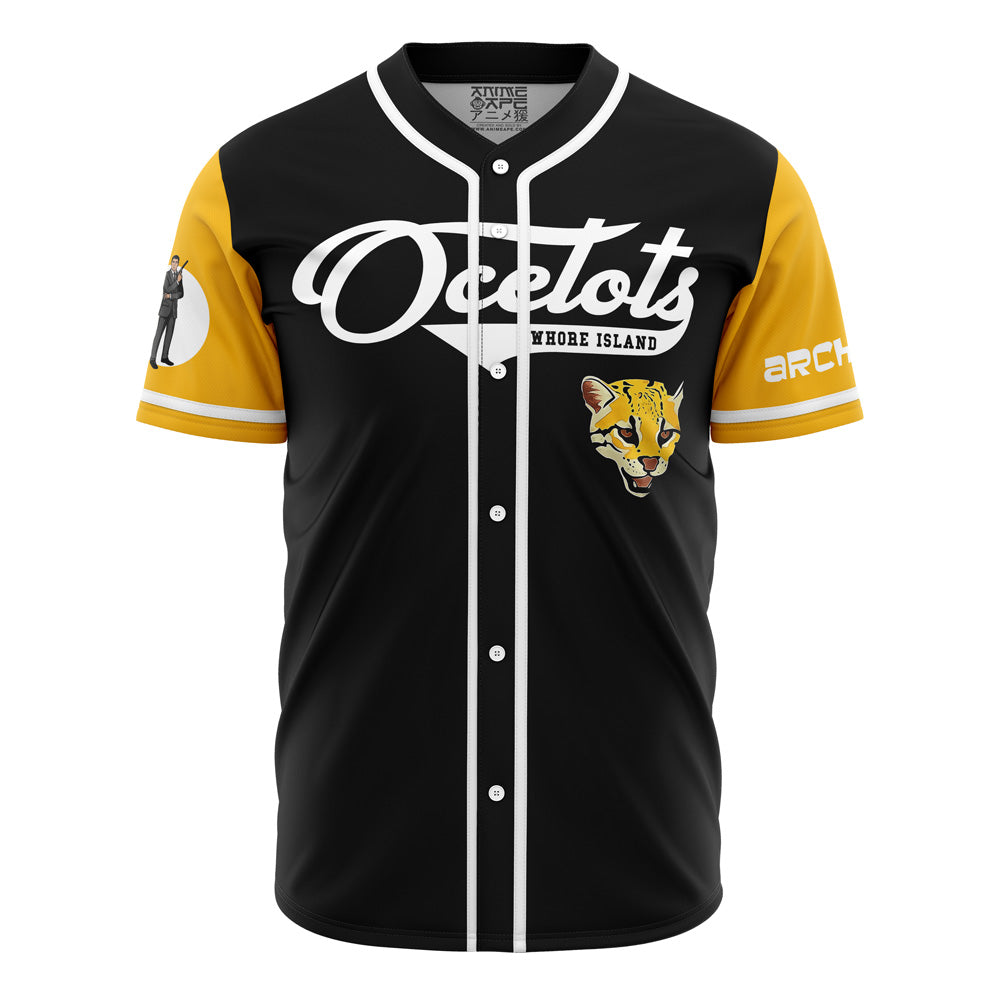 Stylish Black &amp; Yellow Baseball Jersey With Ocelot Design – Perfect For Sports &amp; Casual Wear