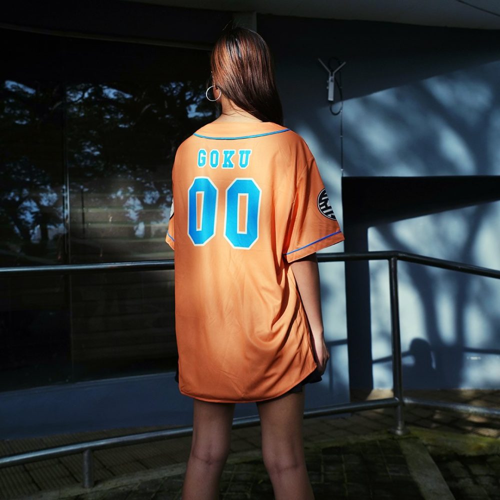 Anime-Inspired Z Fighters Baseball Jersey - Bold Orange &amp; Blue Design For Fans